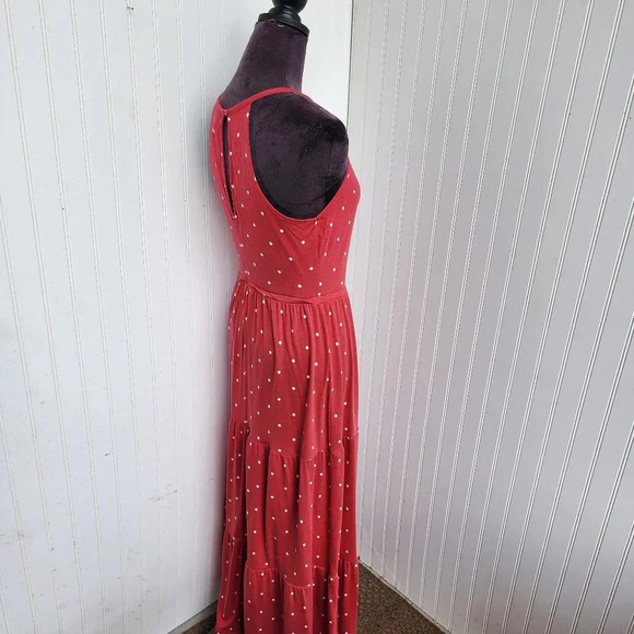 Old Navy Coral Polka Dot Pink Maxi Dress Sleeveless Dress Halter Keyhole Rayon S - Picture 7 of 14